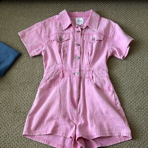 Lelis collection pink denim romper